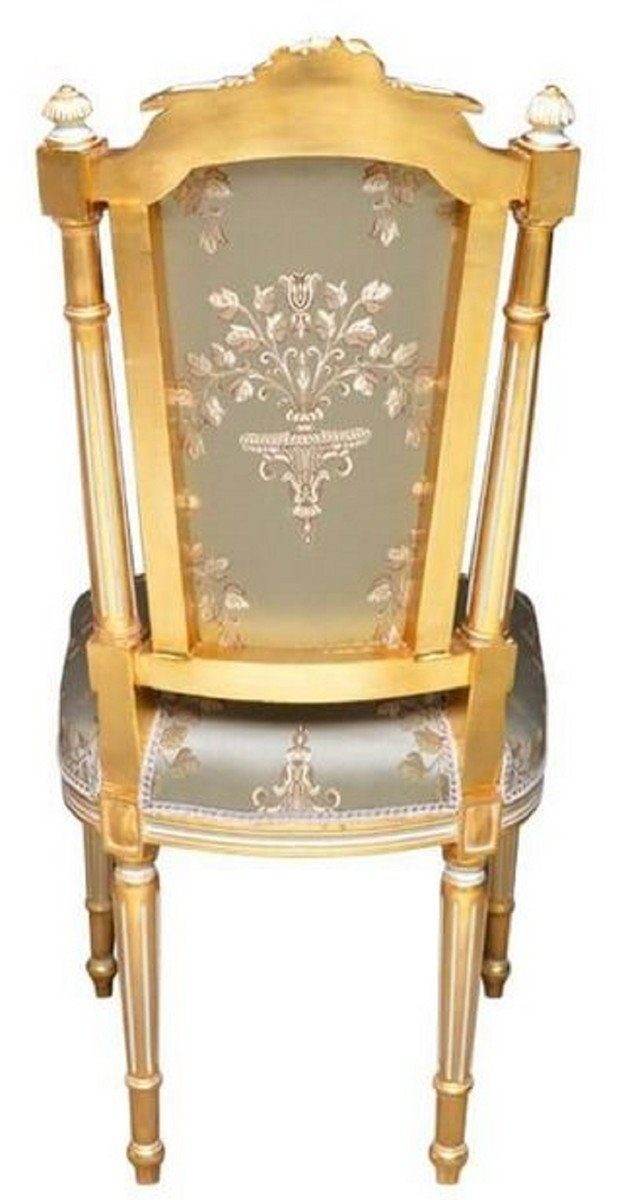 Barockstil / Silber Antik Barock im Esszimmerstuhl Weiß Casa Esszimmer / - Padrino Esszimmerstuhl Handgefertigter Stuhl Möbel Stil - Gold