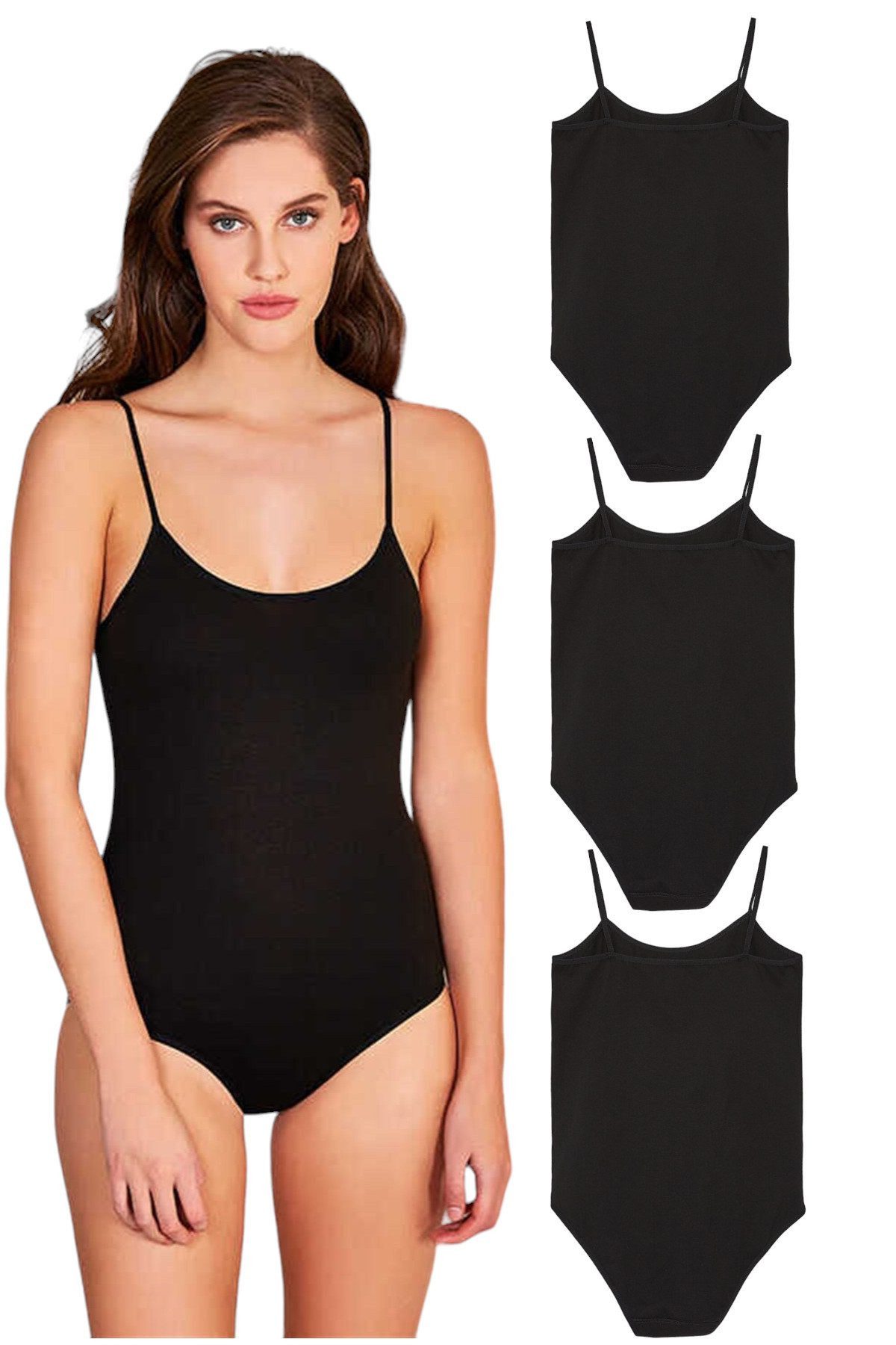 Feelline Body 3er Pack Damen Trägerbody Spaghettiträger - mit Hakenverschlu günstig online kaufen