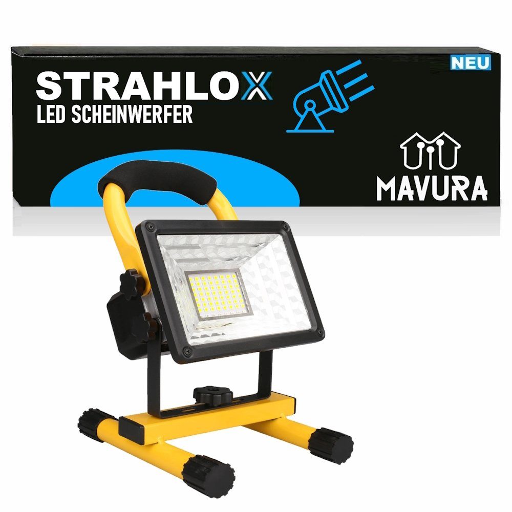 MAVURA LED Scheinwerfer STRAHLOX Arbeitsscheinwerfer Flutlicht Scheinwerfer  Arbeitsleuchte, Batteriebetriebene Outdoor Arbeitslampe Akku Camping,  Baustrahler