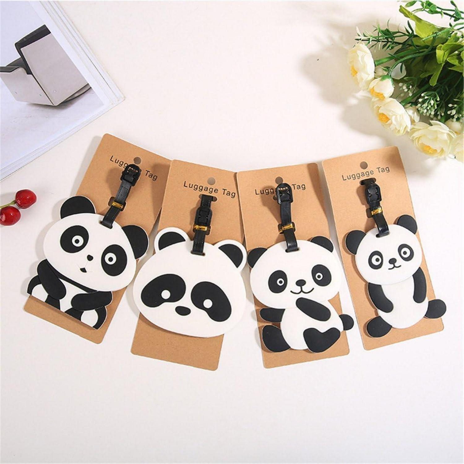 LuxusKollektion Gepäckanhänger Reisegepäck Tags Koffer ID Label PVC Identifikator Halter panda 4pc