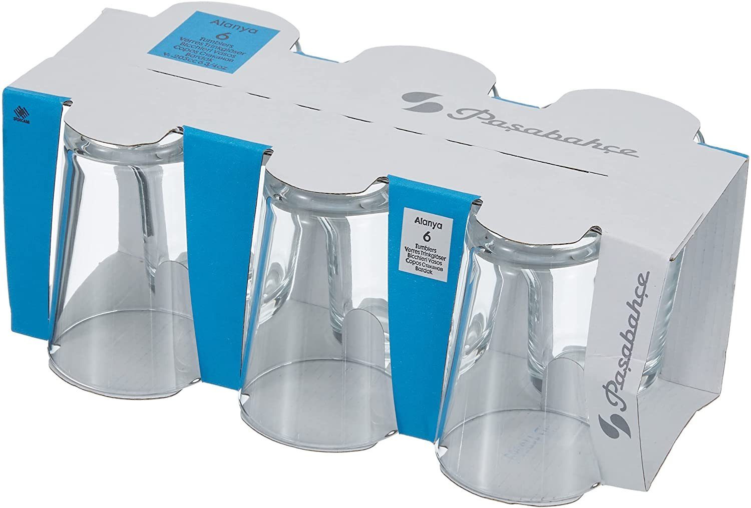 Pasabahce Glas Wasserglas Set 6 Teilig 52052 Glas 6 Personen Spülmaschinengeeignet Tr, 6-tlg.