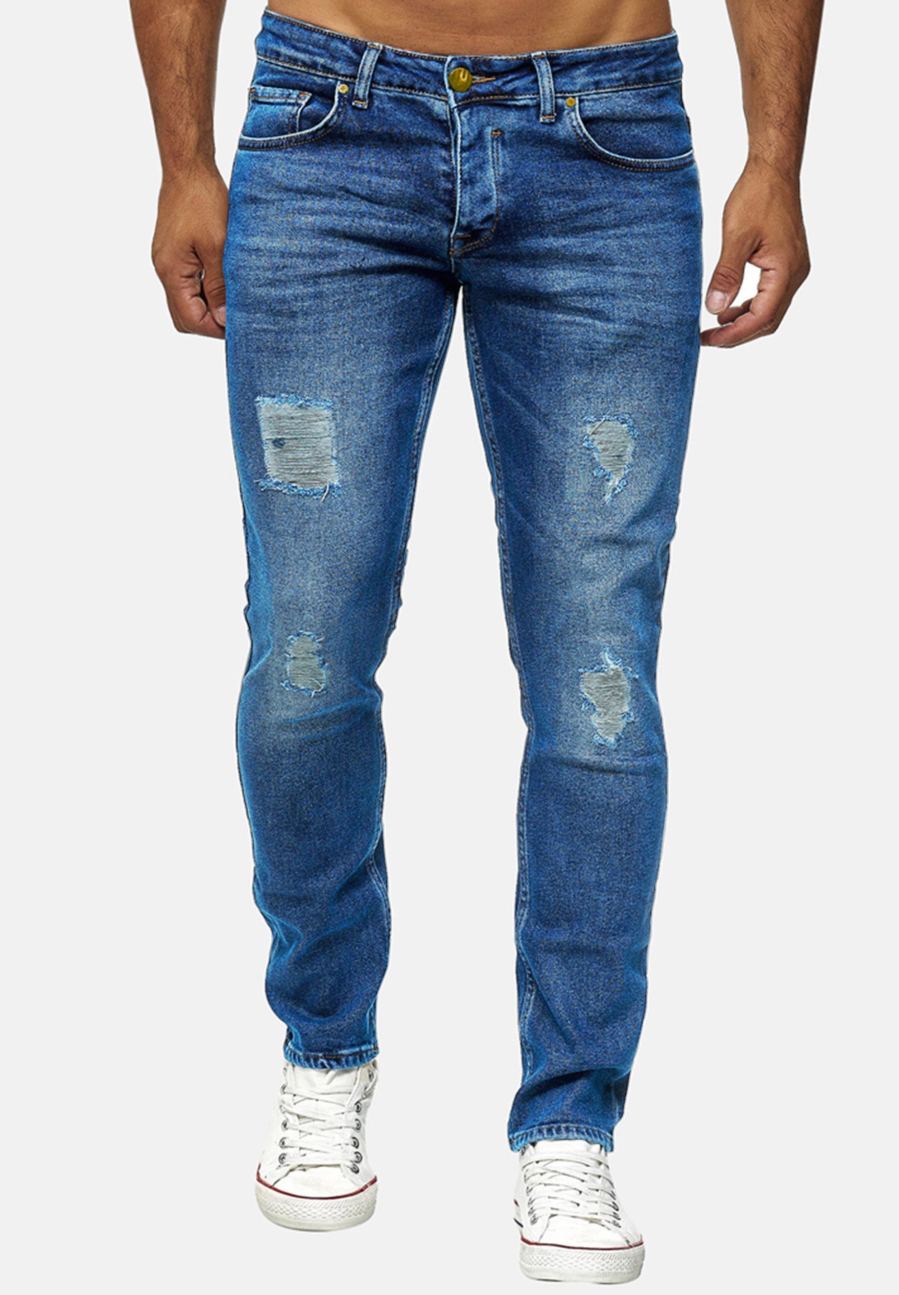 Slim-fit-Jeans Herren Skinny Jeans Destroyed – Slim Fit Denim Hose mit Stretch