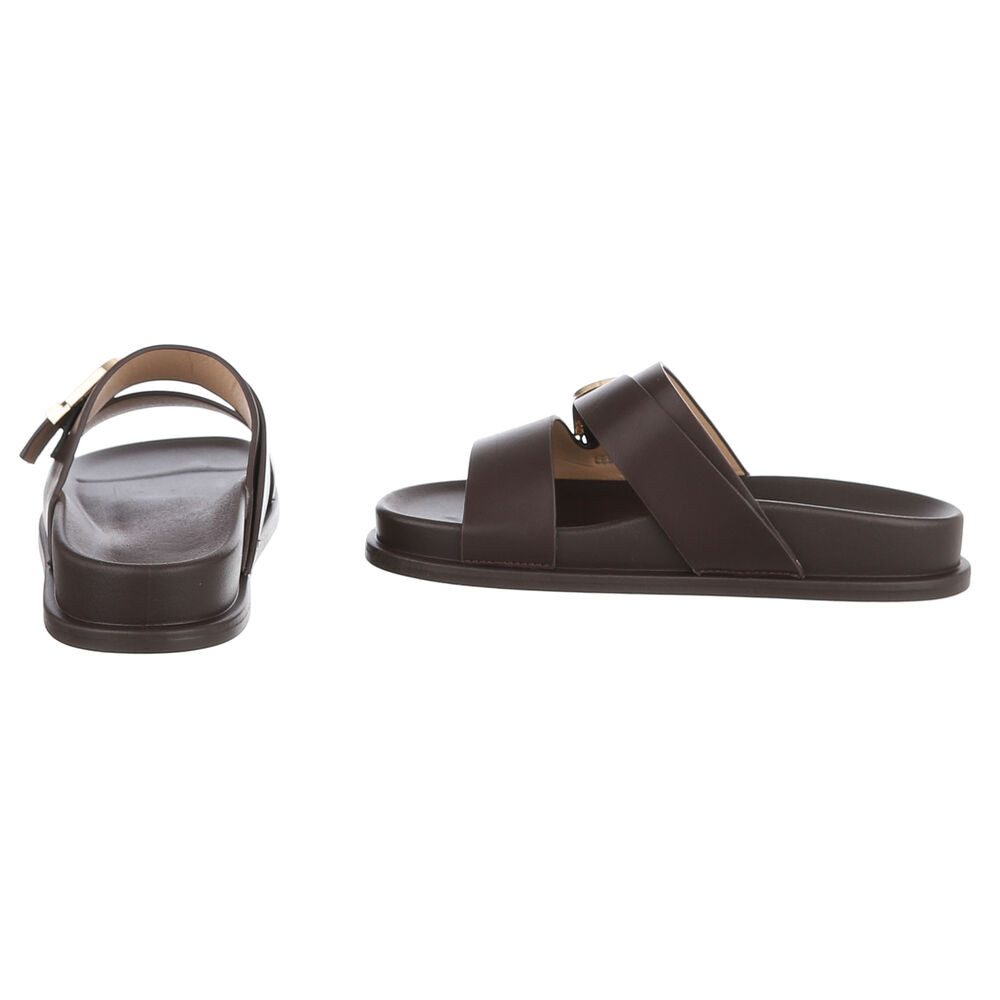 Ital-Design Damen Pantolette mit Schnalle, bequem und modern Pantolette (91971088) Flach Pantoletten in Braun – Bild 5 von 5