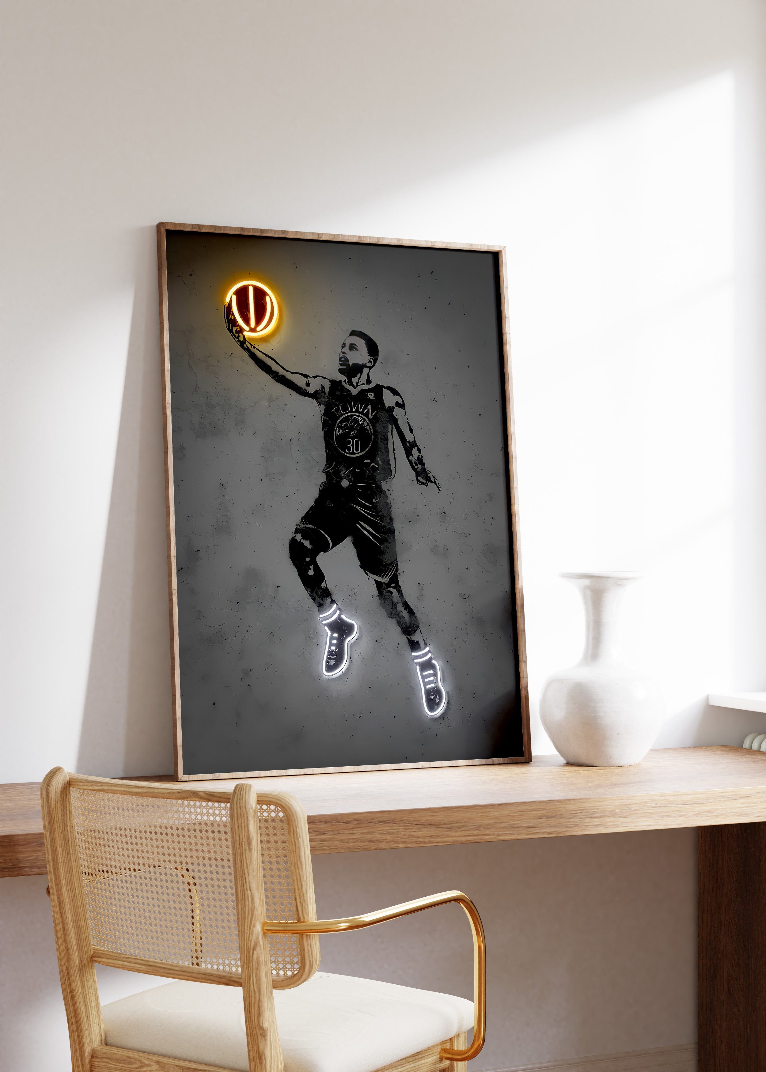 JUSTGOODMOOD Poster Premium ® Basketball Poster · Neon Effekt · ohne Rahmen, (1 St), Poster in verschiedenen Größen verfügbar – Bild 5 von 5
