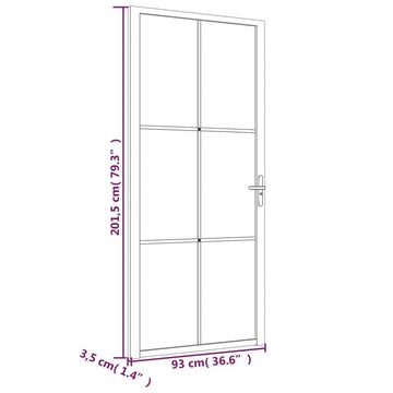 vidaXL Zimmertür Innentür 93x201,5 cm Schwarz Mattglas und Aluminium Zimmertür Glastür