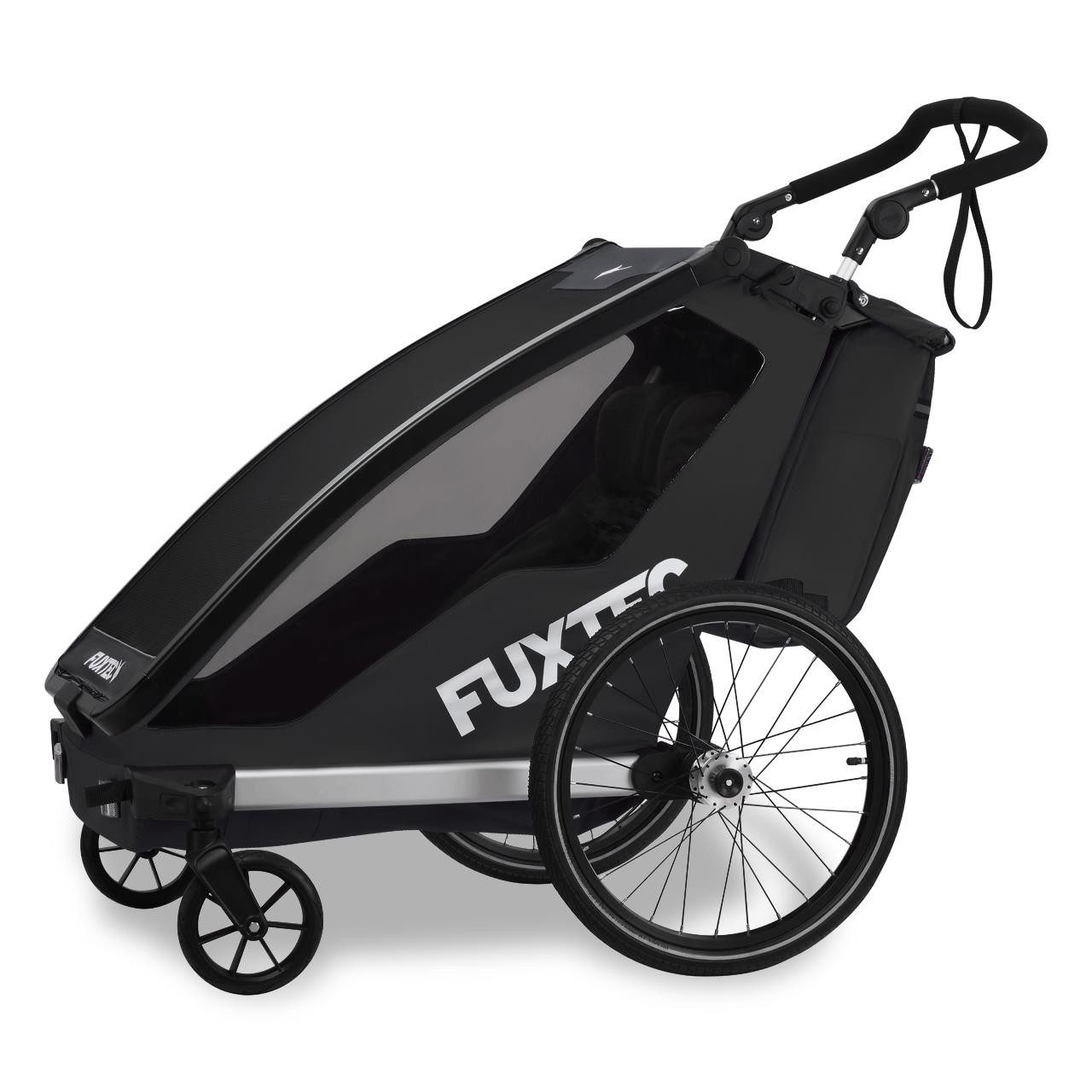 FUXTEC Fahrradkinderanhänger FX-FA1neu, faltbar, für 2 Kinder geeignet, mit 5-Punkt-Sicherheitsgurte