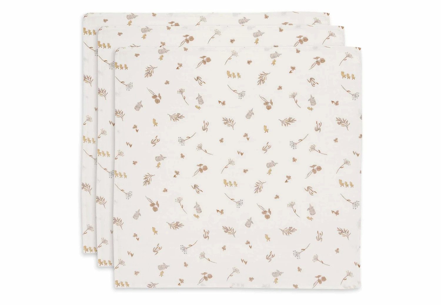 Jollein Spucktuch 70x70cm Mulltuch im 3er Pack, Multifunktional nutzbar in der Babyzeit