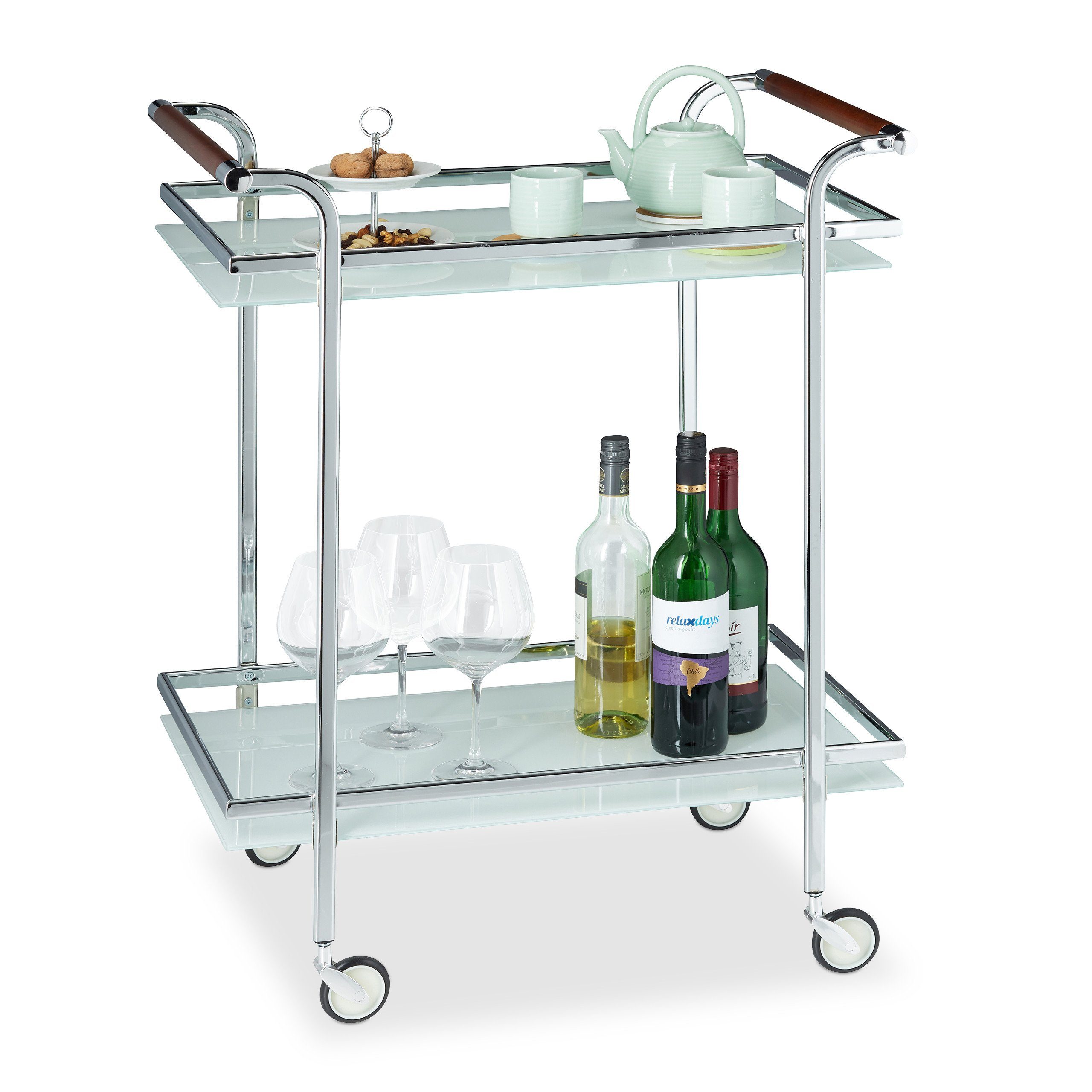 relaxdays Servierwagen Milchglas