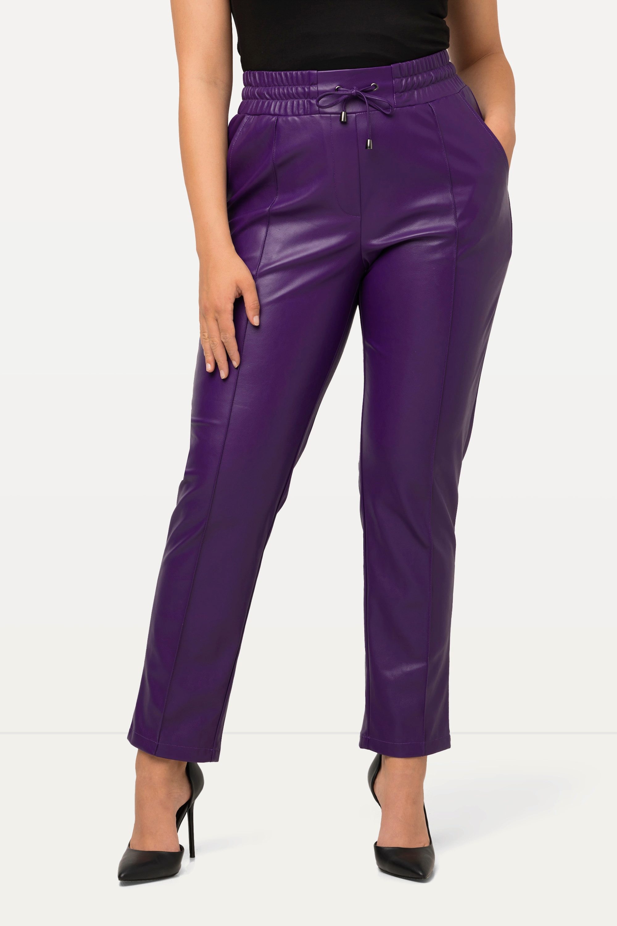 Ulla Popken Schlupfhose 7/8-Hose Lederoptik Biesen günstig online kaufen