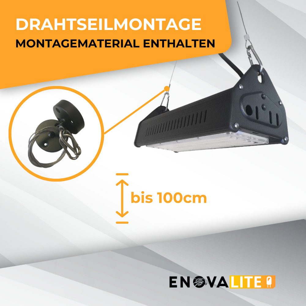 ENOVALITE LED Arbeitsleuchte LED-HighBay, linear, 50 W, 6000 lm, 5000 K (neutralweiß), IP65, LED fest integriert, Tageslichtweiß, neutralweiß
