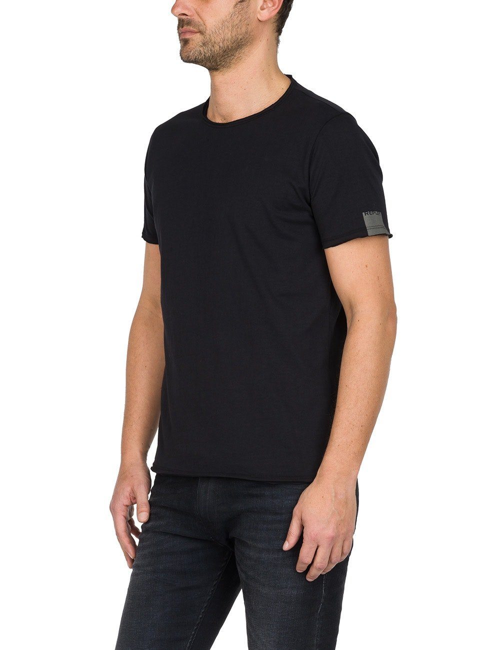 Baumwolle (098) 100% aus Replay Black T-Shirt Crew Neck (1-tlg)
