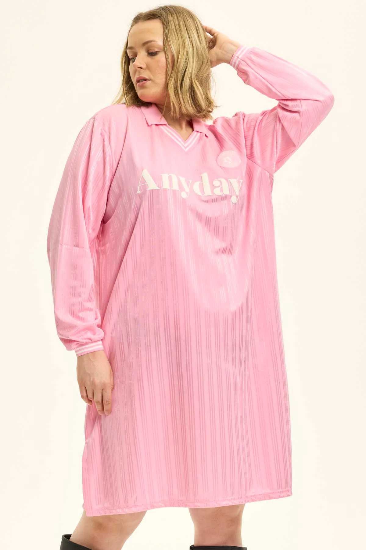 Anyday Skaterkleid Ivy 344 – Sportliches Kleid mit Kragen lilac Fußball Tricot