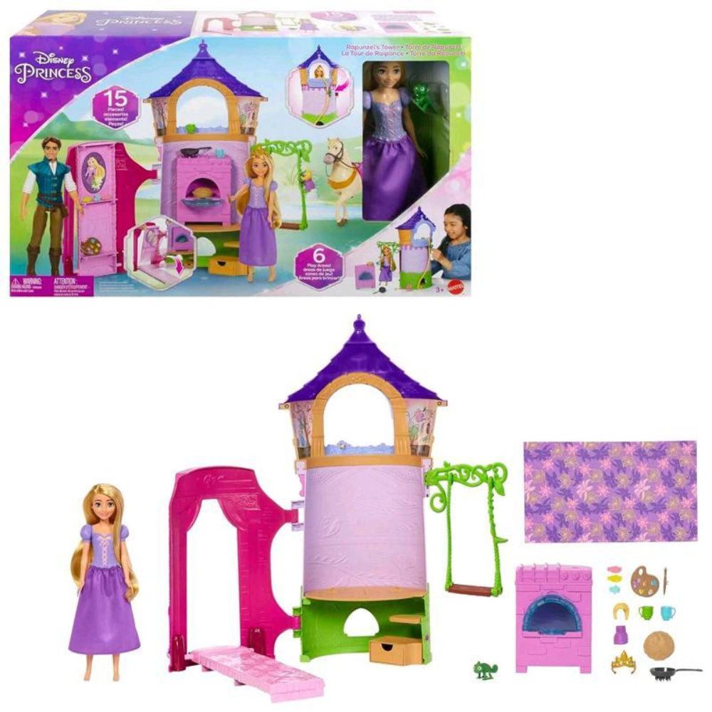 Mattel® Spiel Disney Prinzessin Rapunzel Turm Spielset - Interaktives Märchen-Abente
