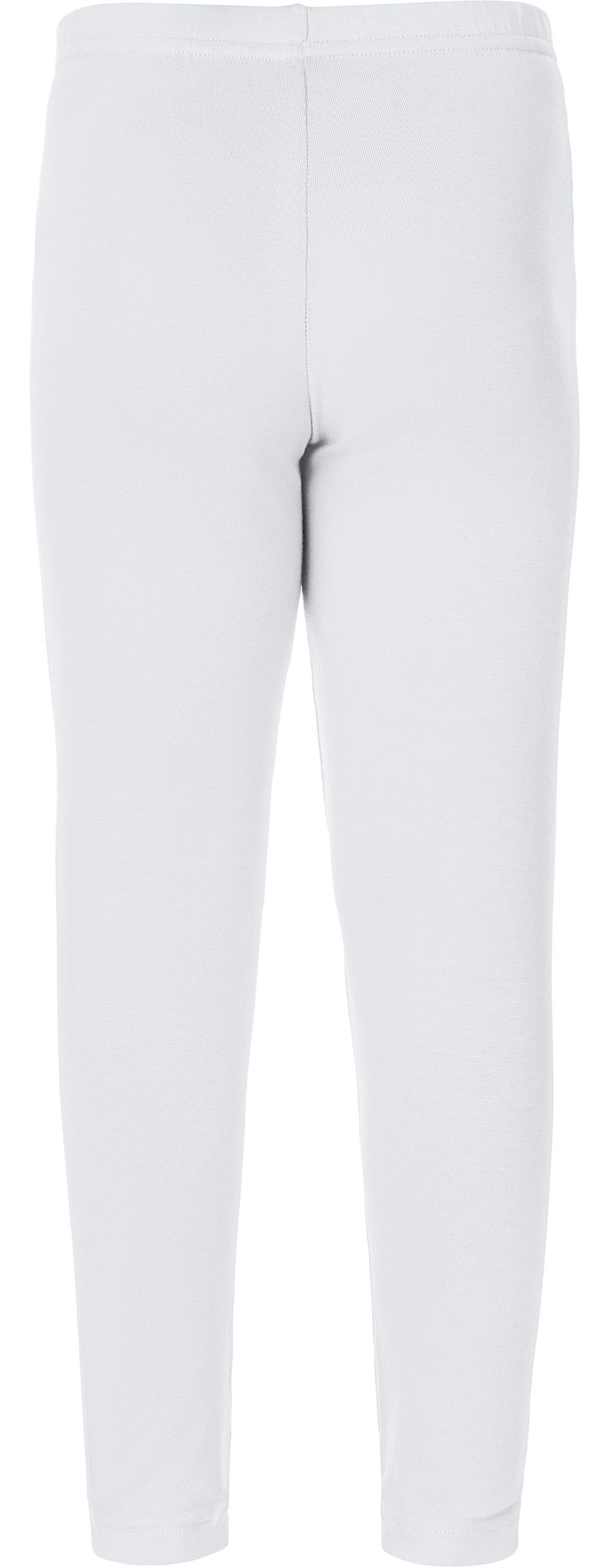 Baumwolle Bund Style MS10-225 elastischer Leggings Mädchen (1-tlg) Lange Leggings aus Merry Weiß