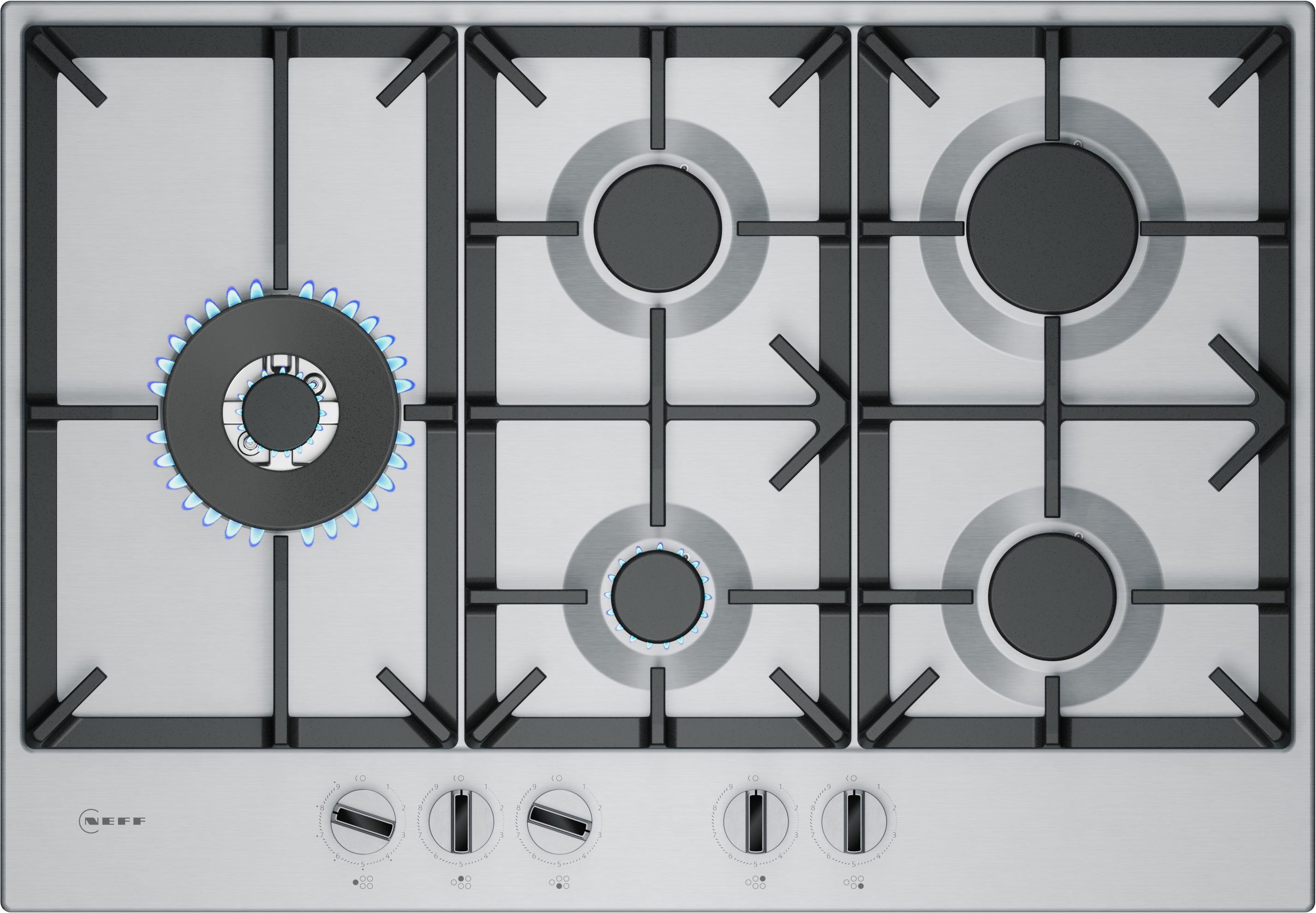 NEFF Gas-Kochfeld N 70 T27CIS8N0, Präzise Steuerung mit FlameSelect® & stabile Gusseisen-Topfträger