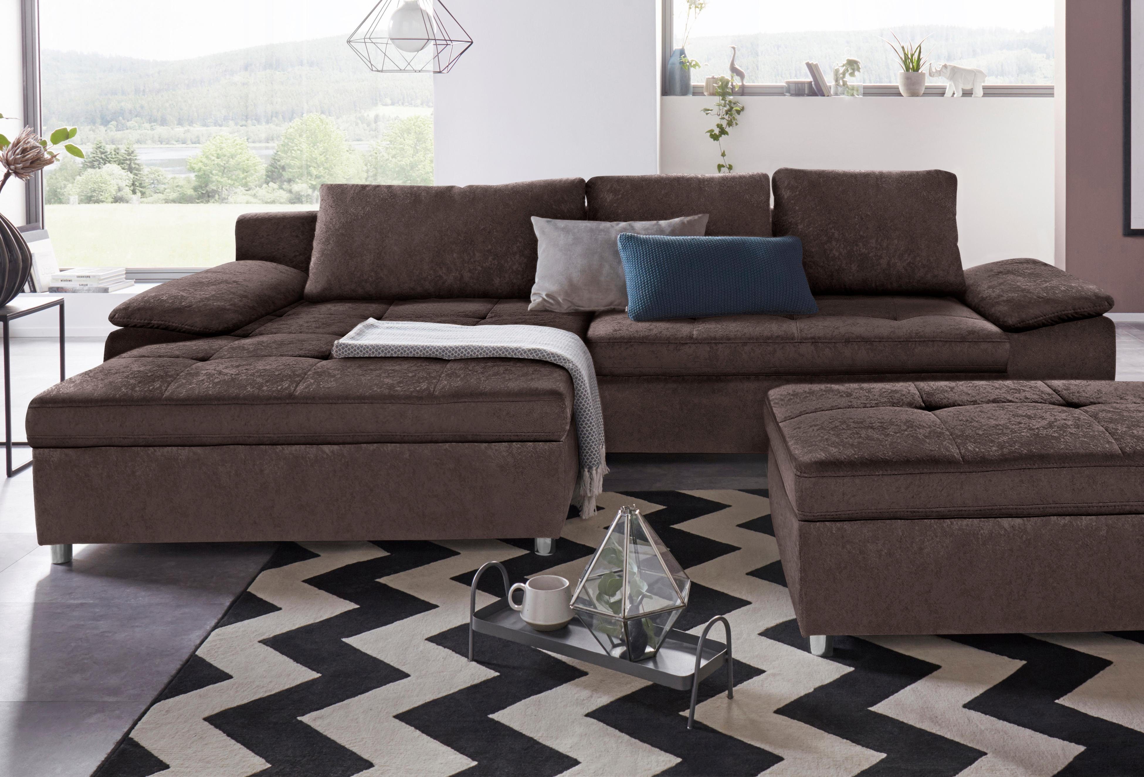 OTTO home Ecksofa Labene, L-Form, B: 270/290 cm, Bettfunktion & Bettkasten wählbar, XL/XXL wählbar, Federkern wählbar, lose Rückenkissen, modernes Design