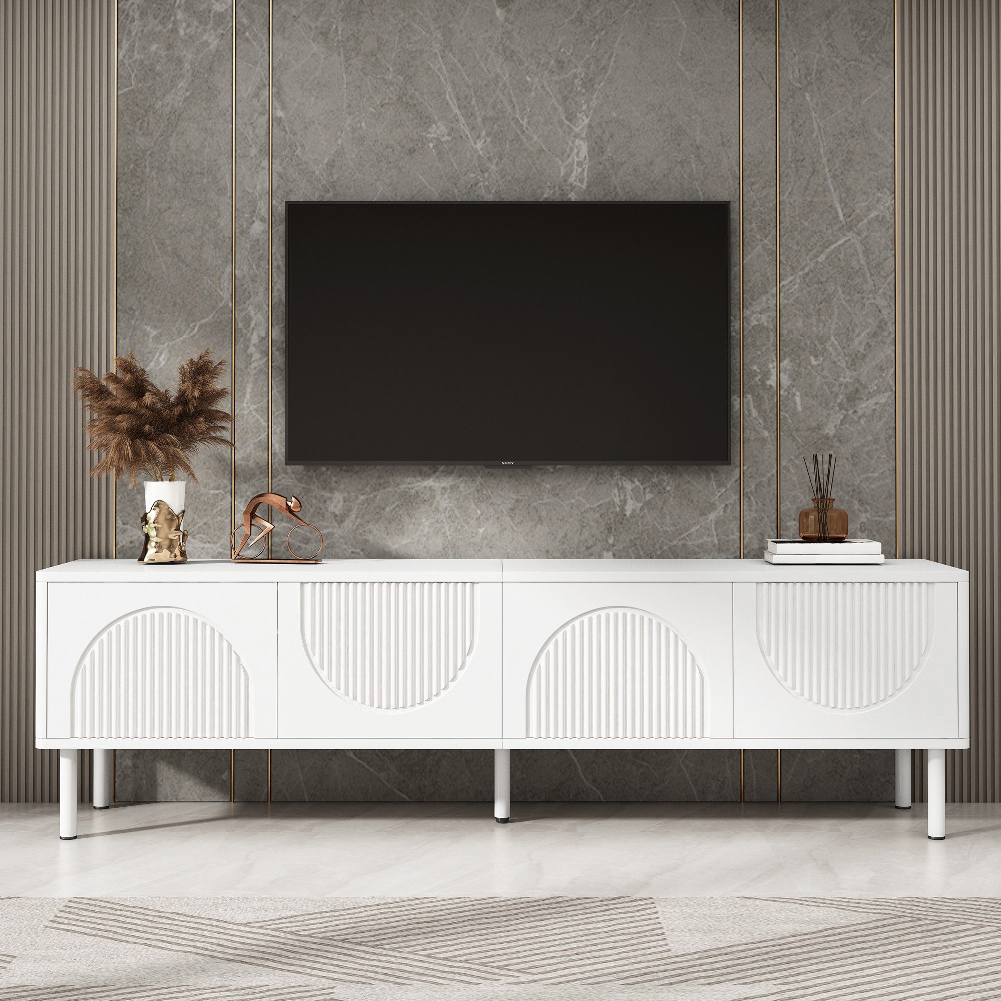 Ulife Lowboard Wohnzimmermöbel, TV-Board, TV-Schrank mit Stauraum, 180x40x5 günstig online kaufen