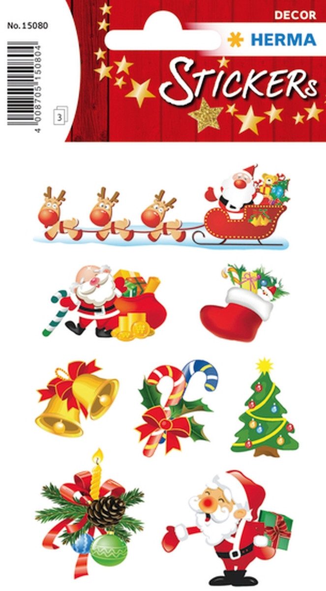 HERMA Etiketten Schmucketikett Decor Weihnachten Santa Claus 3 Blatt