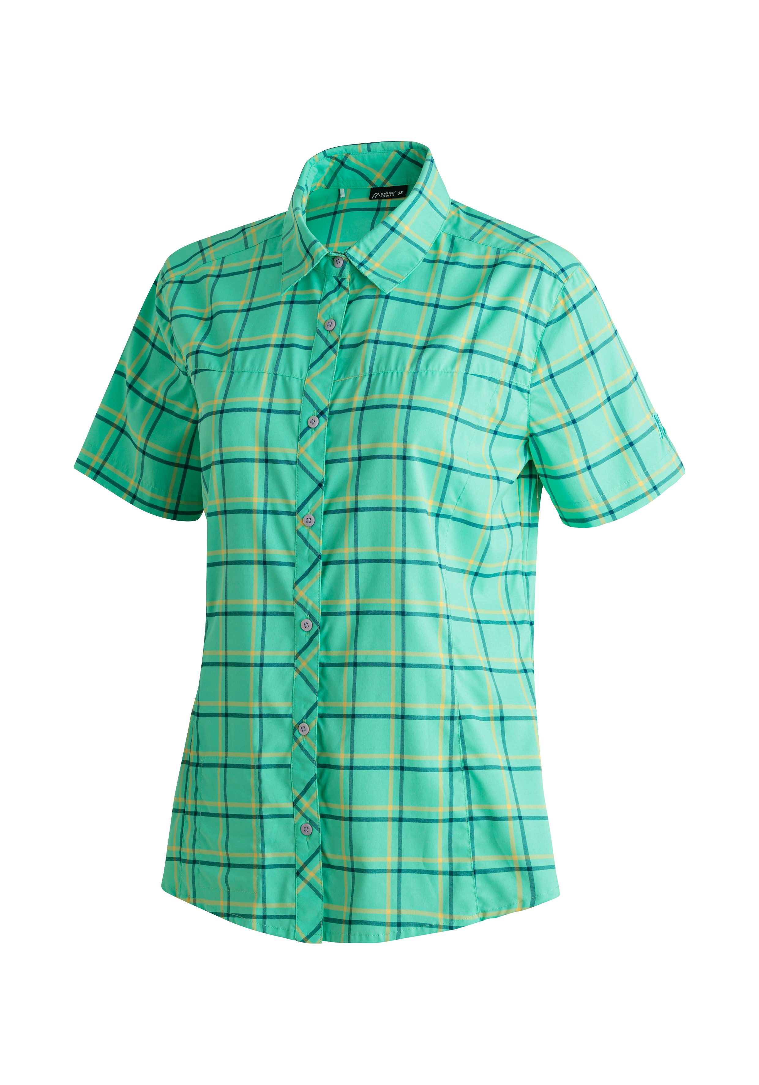 Maier Sports Funktionsbluse Kendra S/S W Damen Bluse, leichte Kurzarmbluse, Blusen-Shirt, Karobluse, Reg Fit
