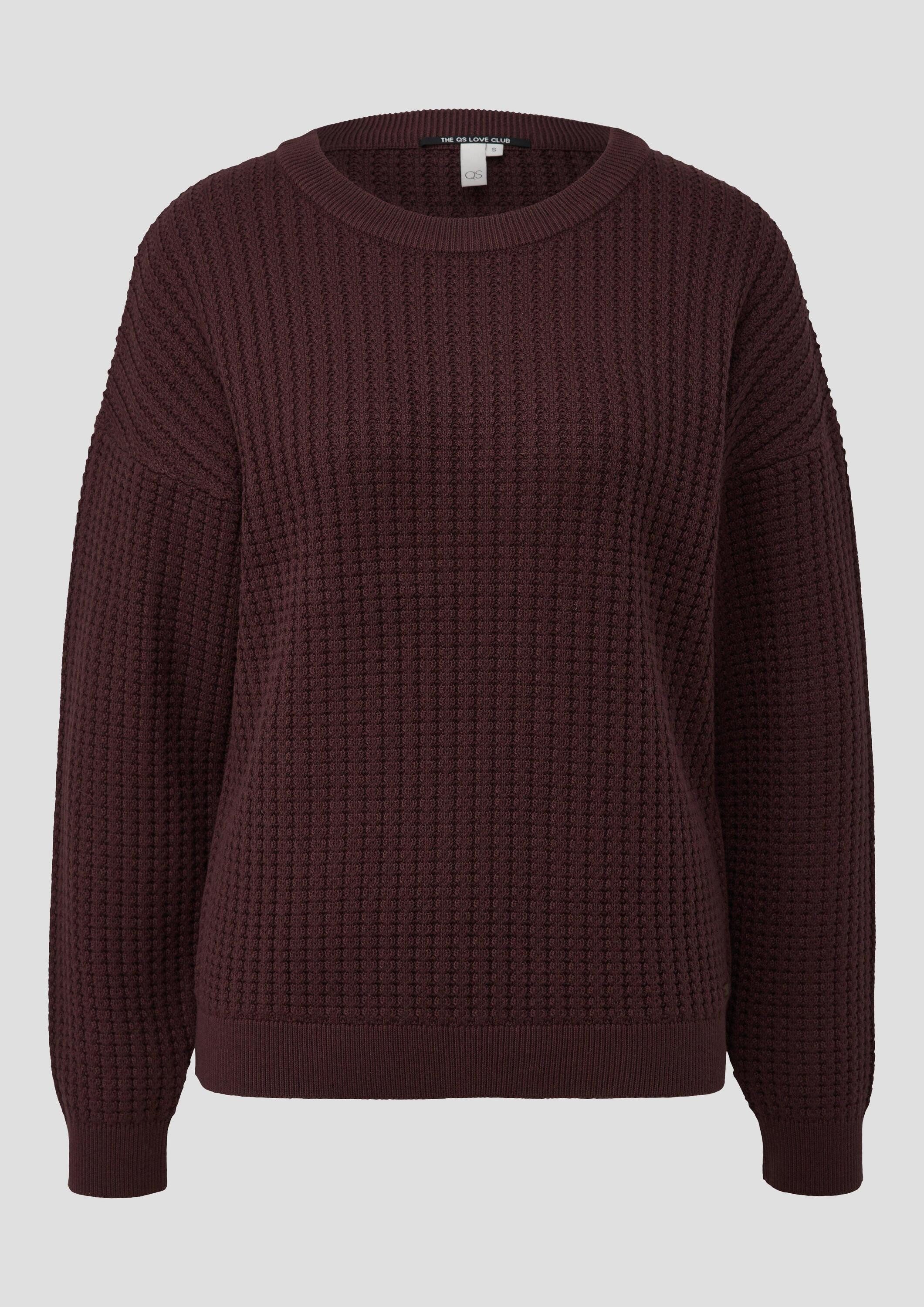 QS Longpullover Strickpullover Strukturierter Pullover