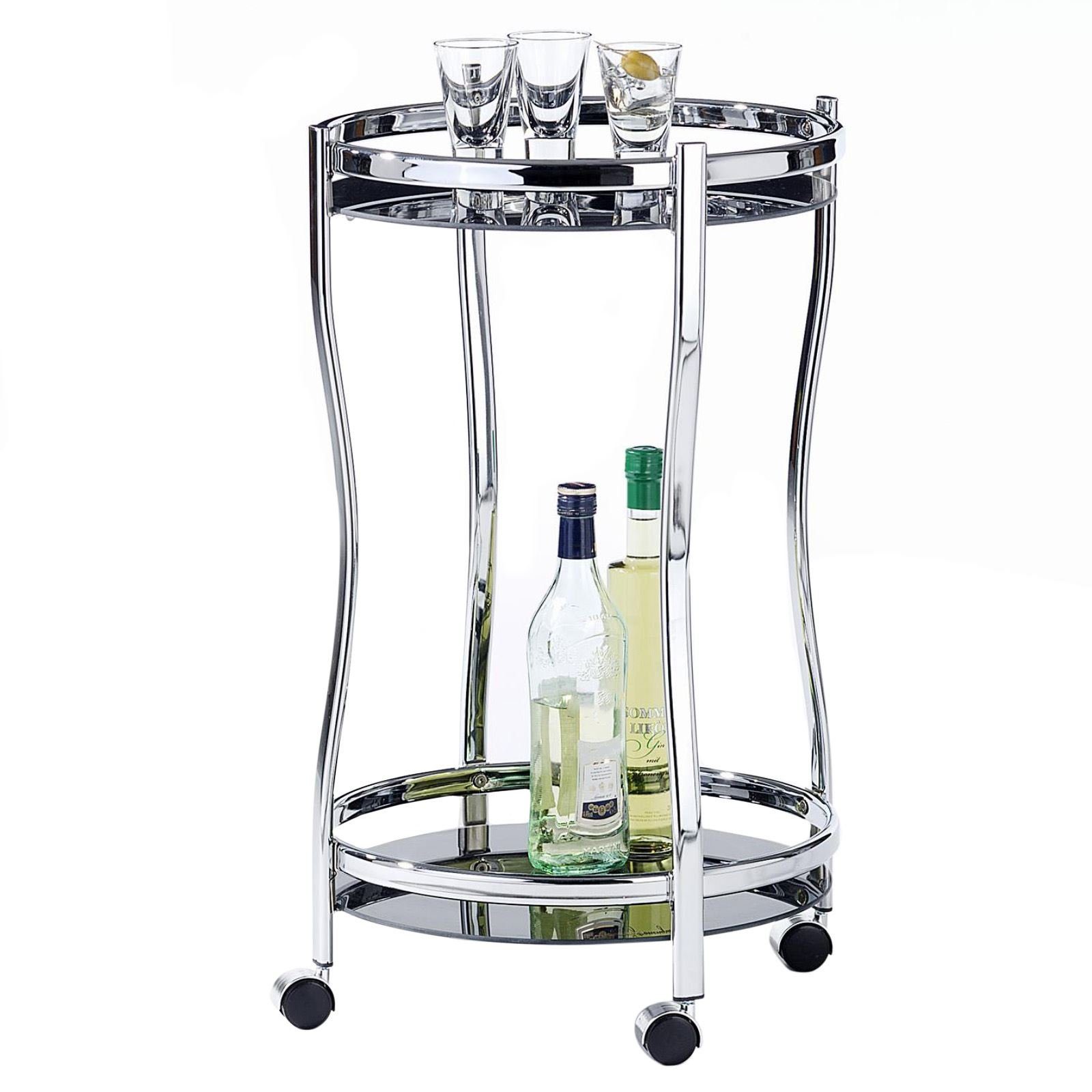 IDIMEX Servierwagen VEGA, Barwagen rund mit Rollen, Getränkewagen mit 2 Gla günstig online kaufen