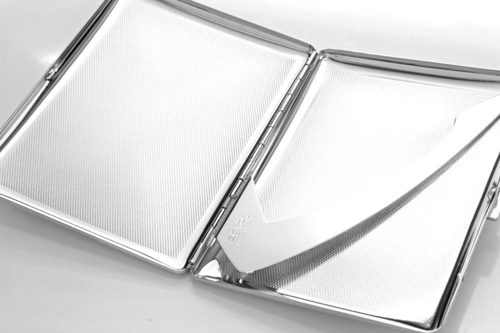 meytrade Bogenetui Pearl Premium 9er Zigaretten Etui silber Ornament Edelstahl