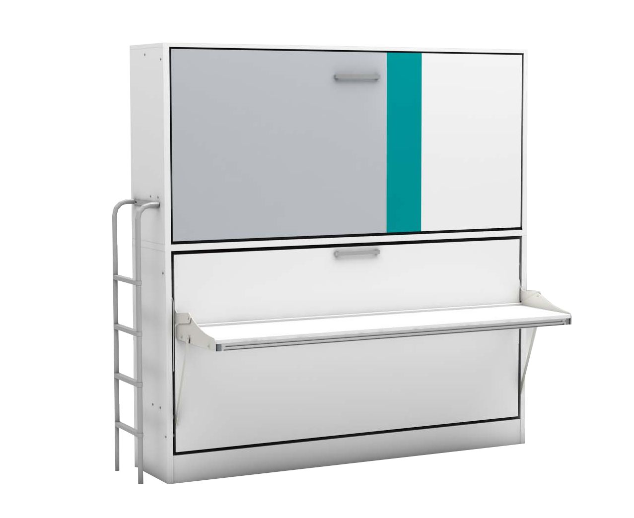 Multimo Klappbett Multimo SMART Etagenbett mit Schreibtisch / Kinderbett /  Klappbett horizontal klappbar