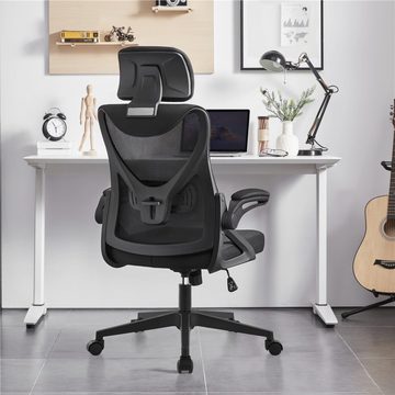 Yaheetech Drehstuhl, Bürostuhl Ergonomisch, Schreibtischstuhl mit Hochklappbaren Armlehnen