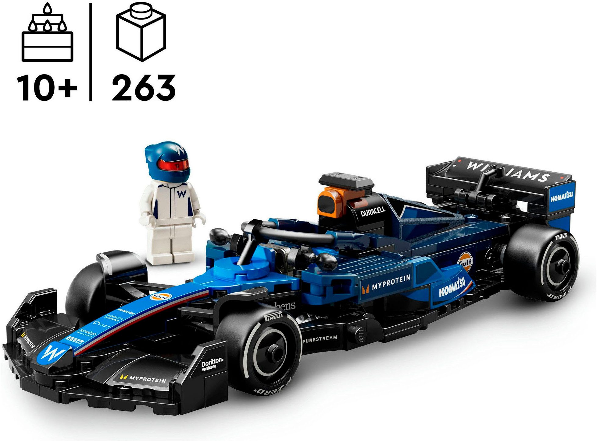 LEGO® Williams Racing FW46 F1 Rennauto (77249), LEGO Speed Champions Konstruktionsspielsteine, (263 St), Made in Europe – Bild 3 von 5
