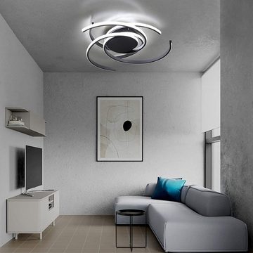 Nettlife LED Deckenleuchte Schwarz Deckenlampe Moderne aus Eisen und Aluminium 77W Ring, dimmbar mit Fernbedienung, LED fest integriert, Warmweiß, Neutralweiß, Kaltweiß, für Esszimmer Schlafzimmer Wohnzimmer Büro Flur