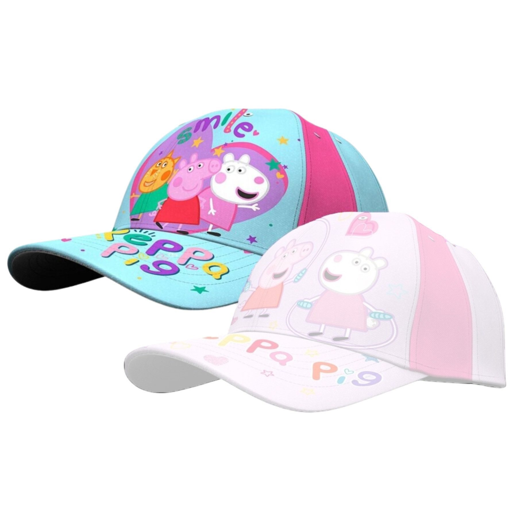 Peppa Pig Baseball Cap Bunte Kinder Kappe mit süßem Peppa Wutz Motiv, 100% Baumwolle