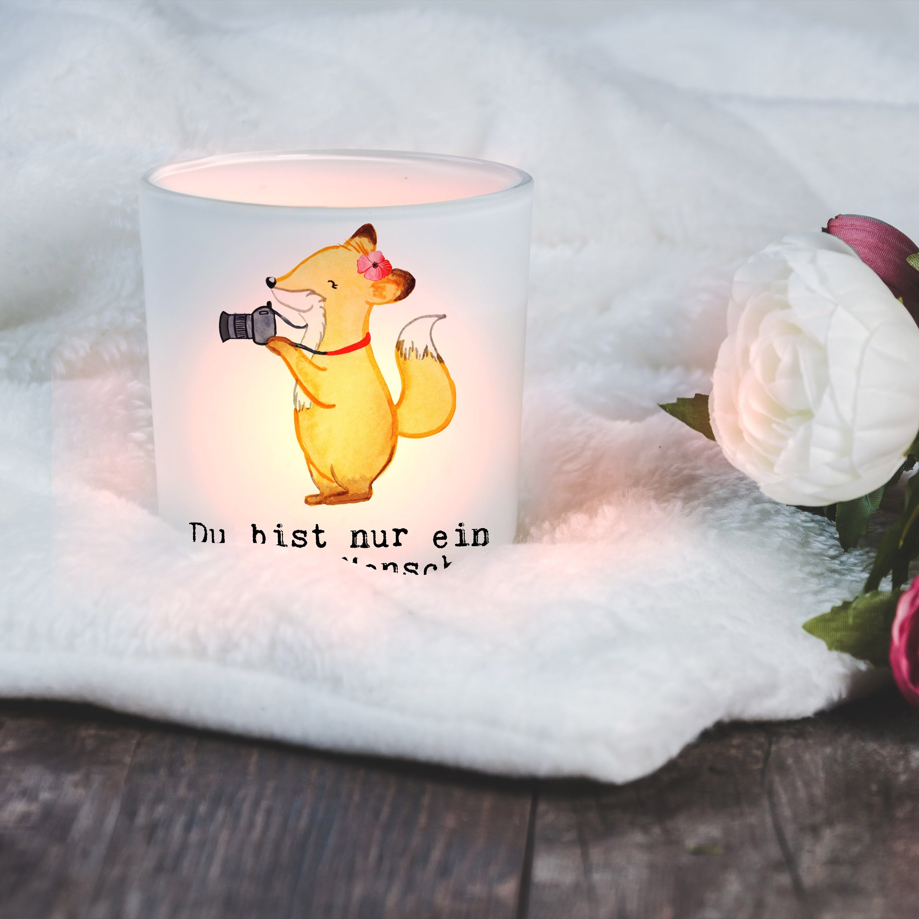 Windlicht Mr. (1 Geschenk, & Transparent Teelichter, Fotografie, Mrs. St) - - Herz Panda mit Fotografin