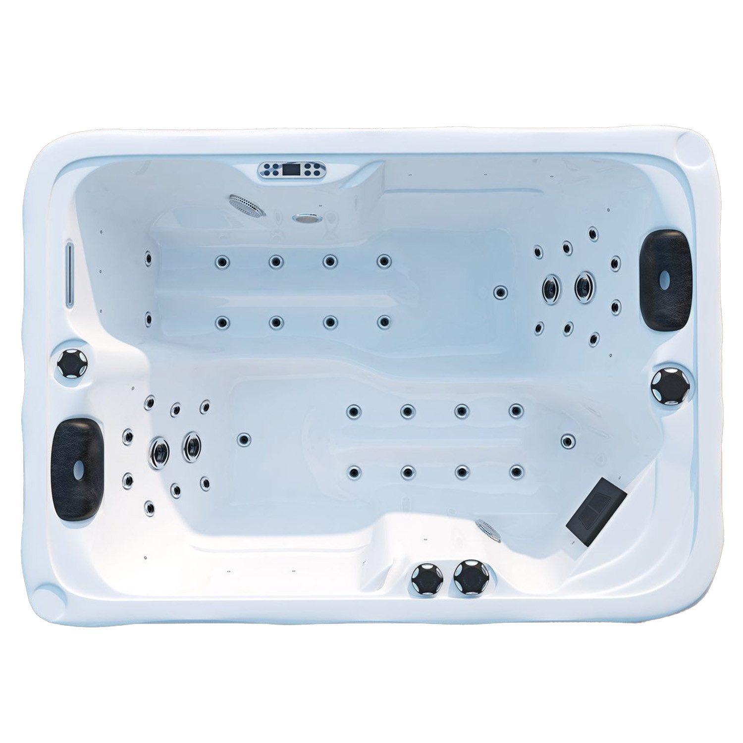 TroniTechnik Whirlpool Outdoor Whirlpool LEVANZO weiß, (2,2kW Pumpe, 3kW Heizung, 41 Massagedüsen und 16 Lichtquellen), LED, Sanitäracryl,Marken-Steuereinheit