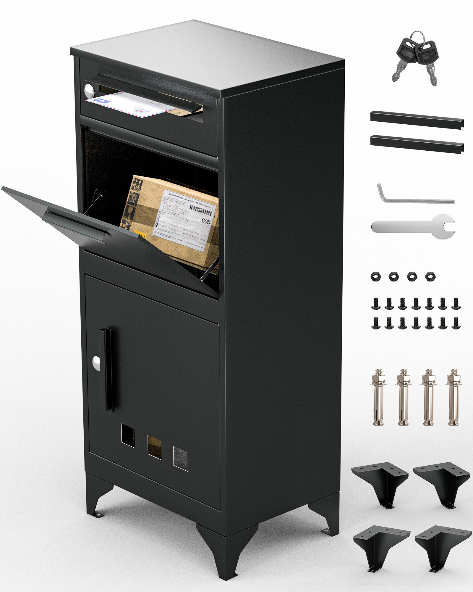 Jumpeak Paketbox Groß XXL,Paketbriefkasten, Postbox Anthrazitgrau Mit Namensgravur, Поштові скриньки Postkasten Edelstahl,Standbriefkasten Modern