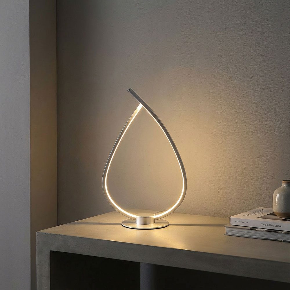 GLOBO LIGHTING LED Nachttischlampe, LED-Leuchtmittel fest verbaut, Warmweiß, Tischleuchte LED Leselampe Beistelllampe silber matt Schnurschalter H
