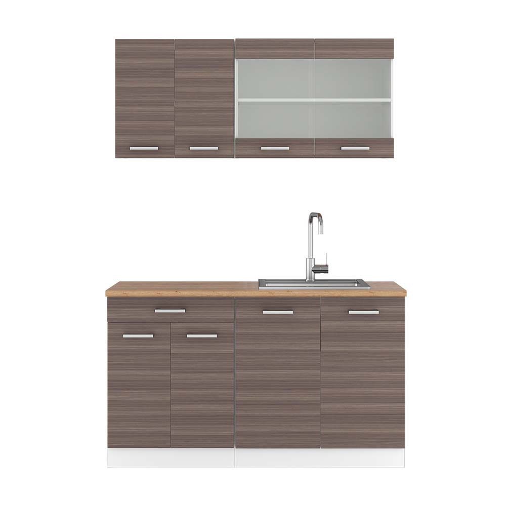 Vicco Küchenzeile R-Line, Edelgrau/Weiß, 140 cm, günstig online kaufen