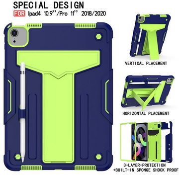 Wigento Tablet-Hülle Für Apple iPad Air 10.9 2020 aufstellbare Tablet Schutzhülle Cover Blau Grün