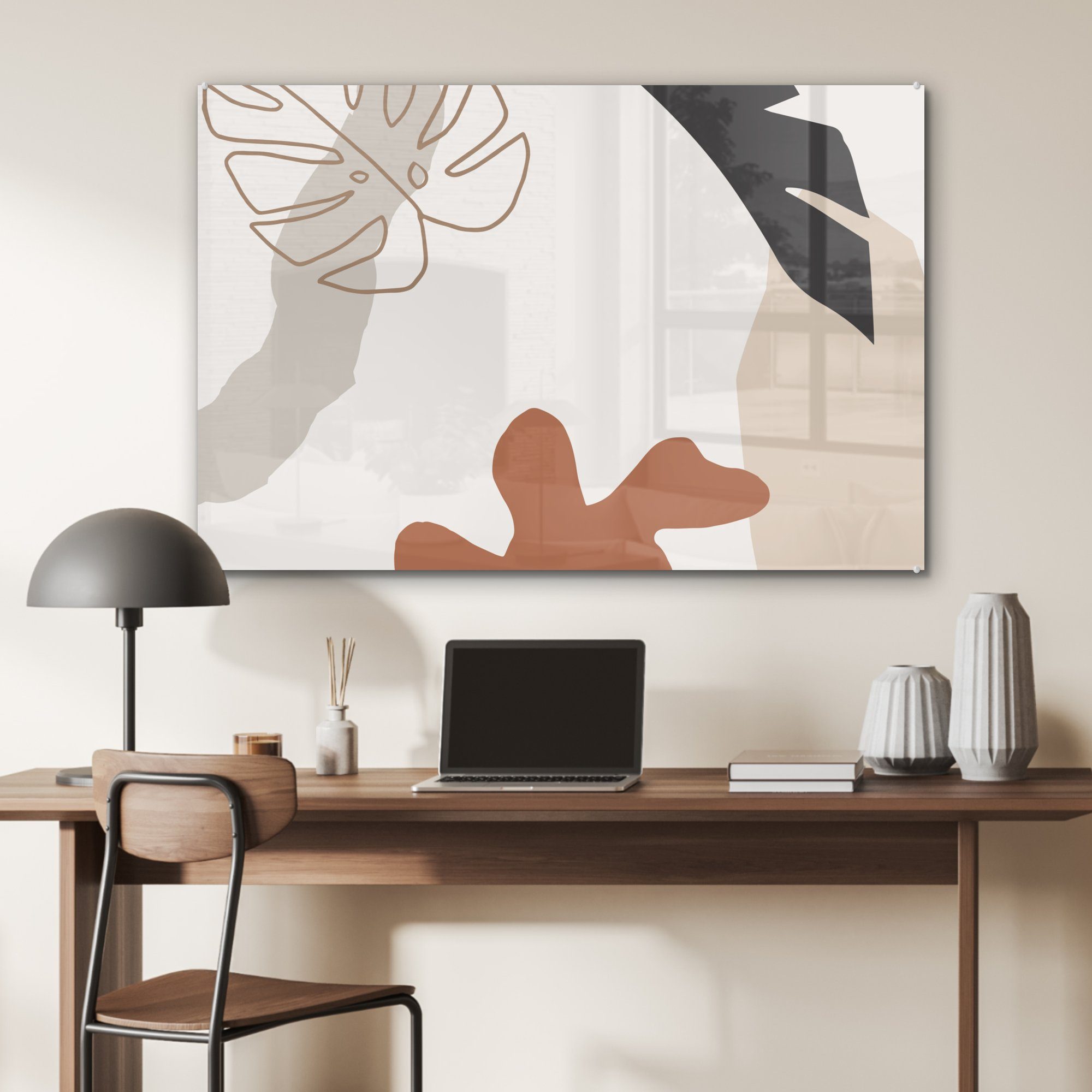 (1 St), - Schlafzimmer Weiß, & Wohnzimmer Sommer - Blätter Acrylglasbild MuchoWow Acrylglasbilder