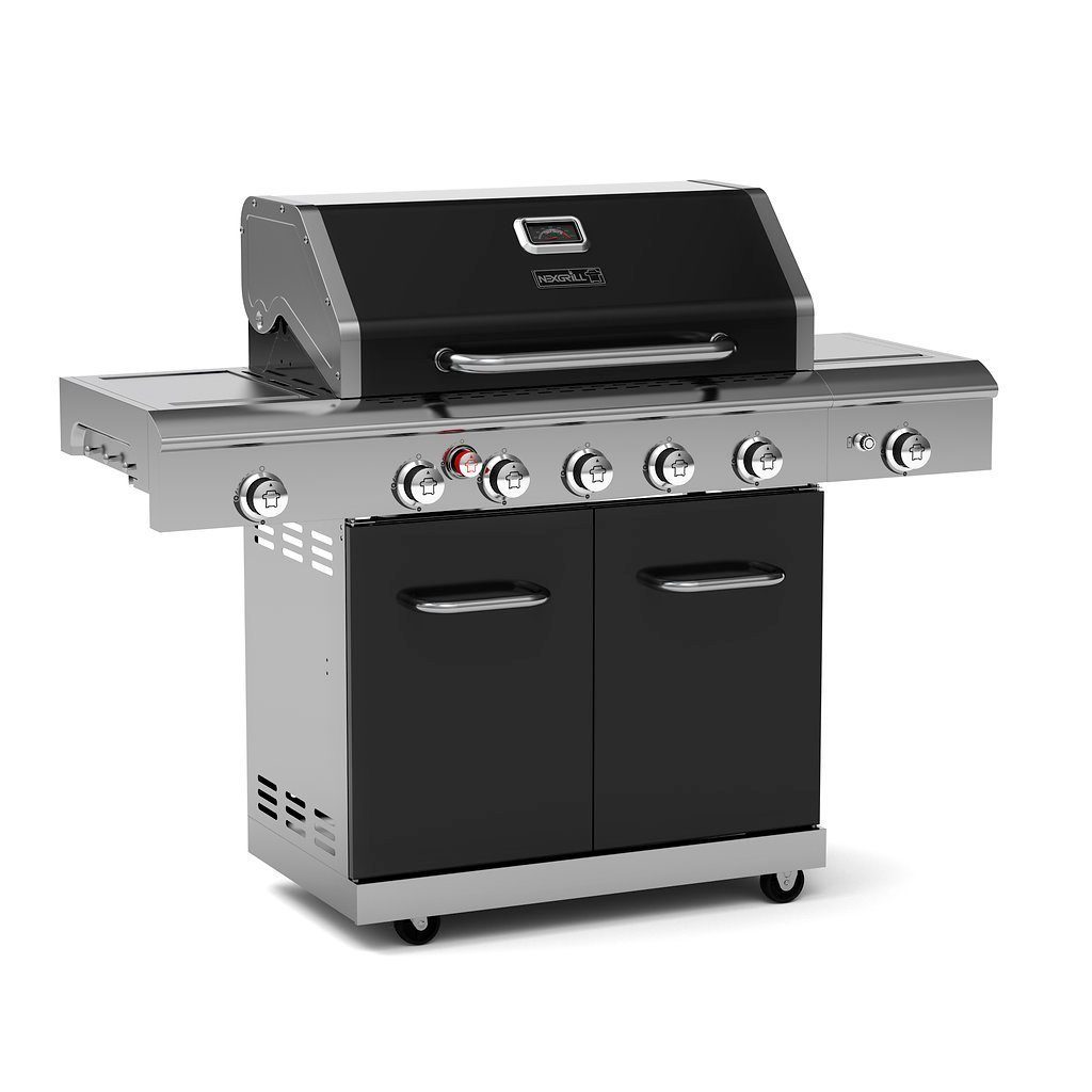 nexgrill Gasgrill 5B Deluxe 5+3 Brenner, Heckbrenner, Keramik-Seitenbrenner & Seitenkochfeld, 25KW, Aufbaumaß: 152x59x120 cm