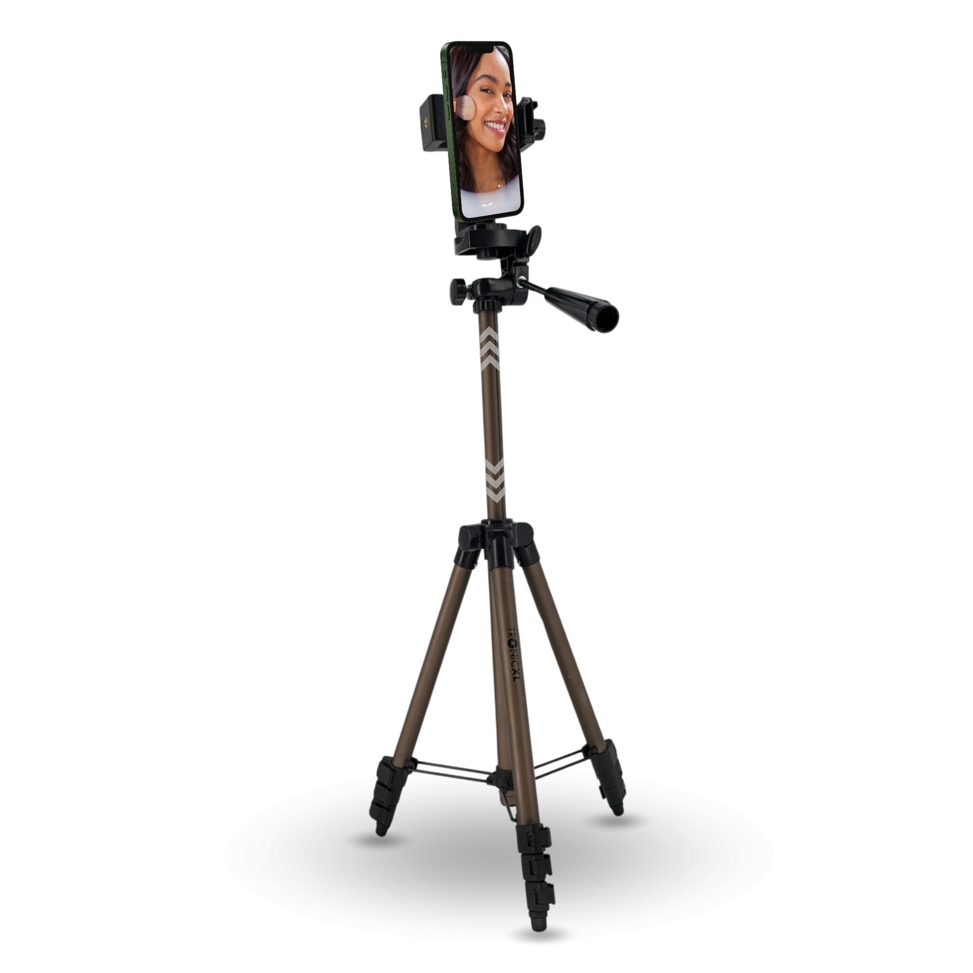 TronicXL Handy Stativ drehbar Smartphone Halterung Ständer Tripod Halter Video Kamerastativ (Ausfahrbare Mittelsäule, Wasserwaage)