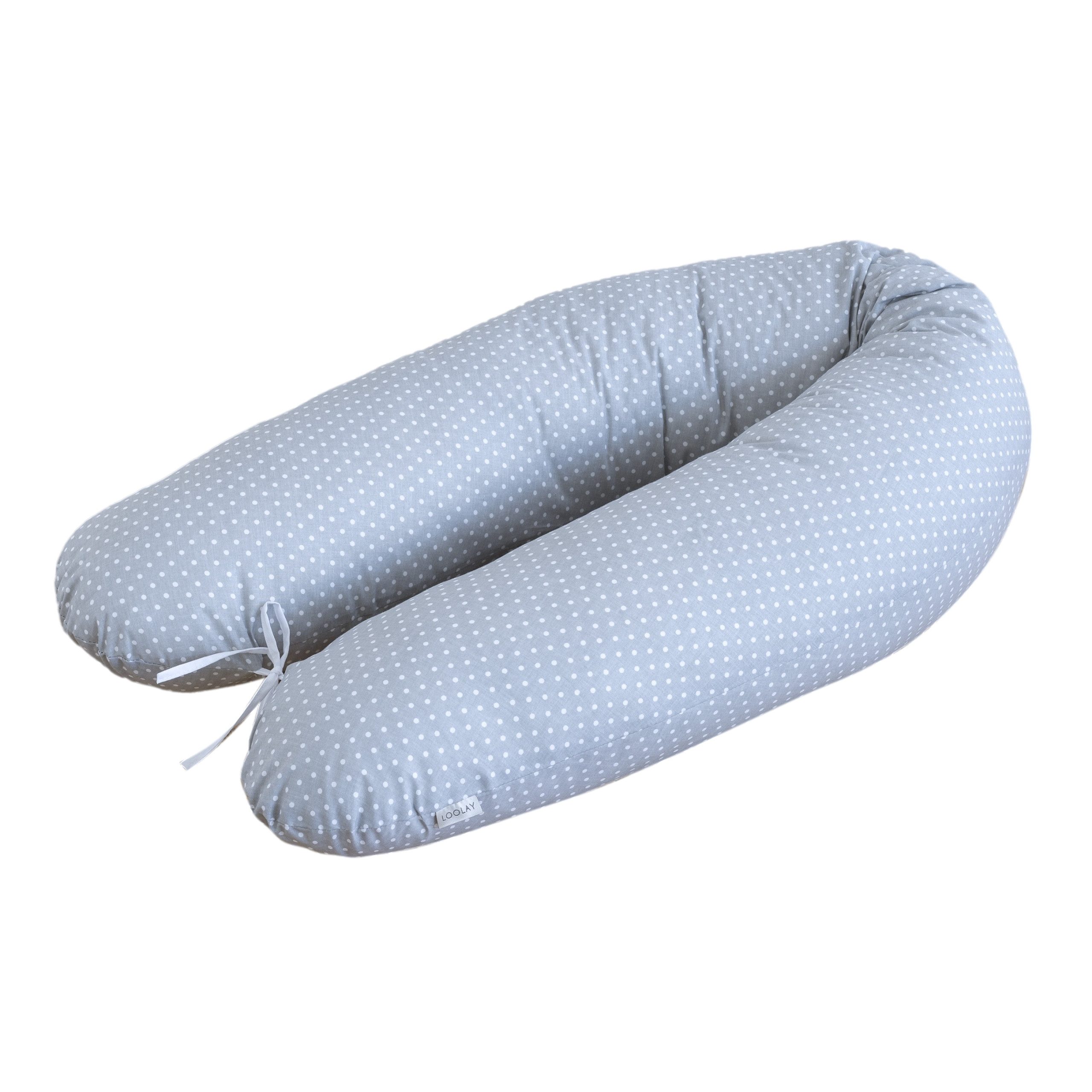Loolay Stillkissen Baumwolle M/L o L/XL Schwangerschaftskissen Seitenschläferkissen Bezug, WEICH Füllung + 100% BIO-Baumwolle Kissenbezug, 170 oder 190 cm Stillkissen + Bezug abnehmbar mit Reißverschluss!, LOOLAY® - 100% Europäische Stoffe und Kleinserien-Nähen!
