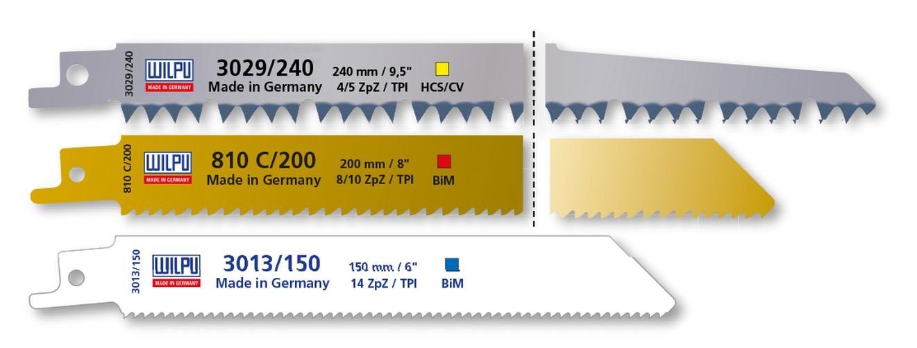 Kunststoff Sägeblatt Holz Wilpu 3-er WILPU für 2 Säbelsägeblätter-Sortiment &