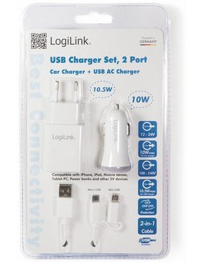 LogiLink LOGILINK USB-Ladeset PA0137, 3.tlg USB-Ladegerät
