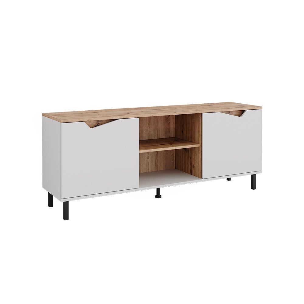 Vicco Lowboard Marelle, Weiß/Artisan/Artisan, 150 x 60 cm mit 2 Türen (1 St)