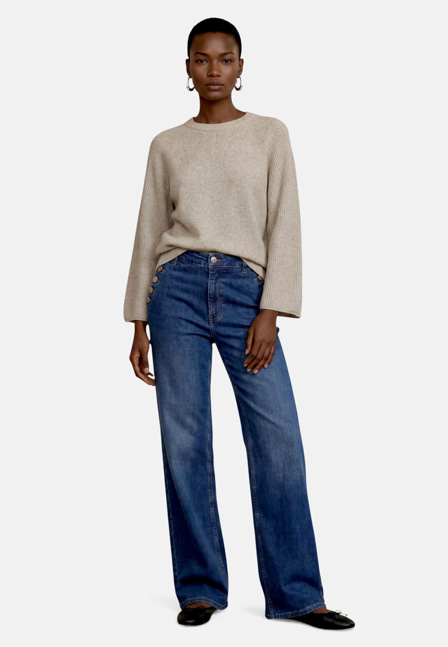 Zero Slim-fit-Jeans Damen Jeans mit Zierknöpfen