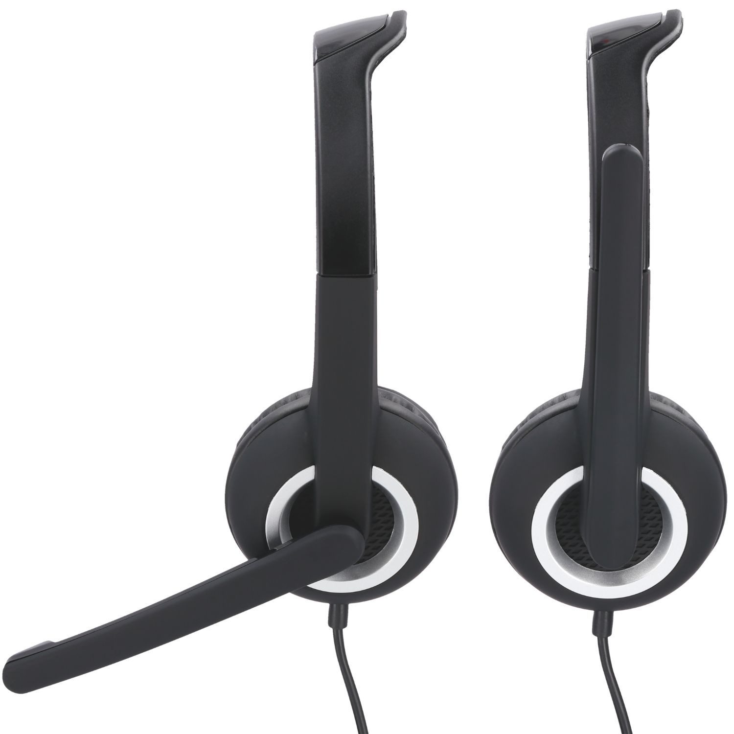 Hama Office Over-Ear Headset 2x 3,5mm Stereo Schwarz PC-Headset (Mikrofon, PC Büro Kophörer Mikrofon Mikro Kopfbügel 2m Kabel Fernbedienung)