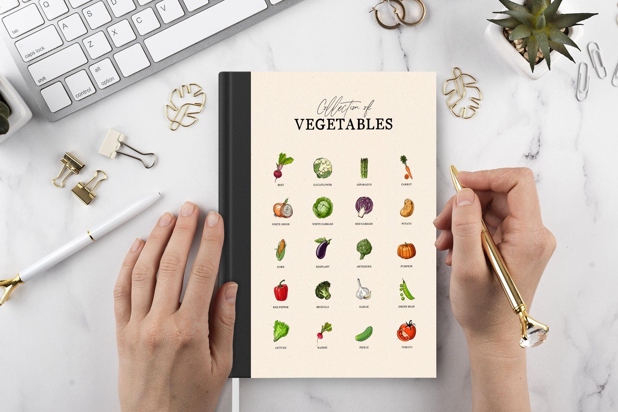 Tagebuch, Gemüse, A5, Haushaltsbuch - - Küche Notizbuch Lebensmittel Merkzettel, MuchoWow Notizheft, Journal, 98 Seiten,