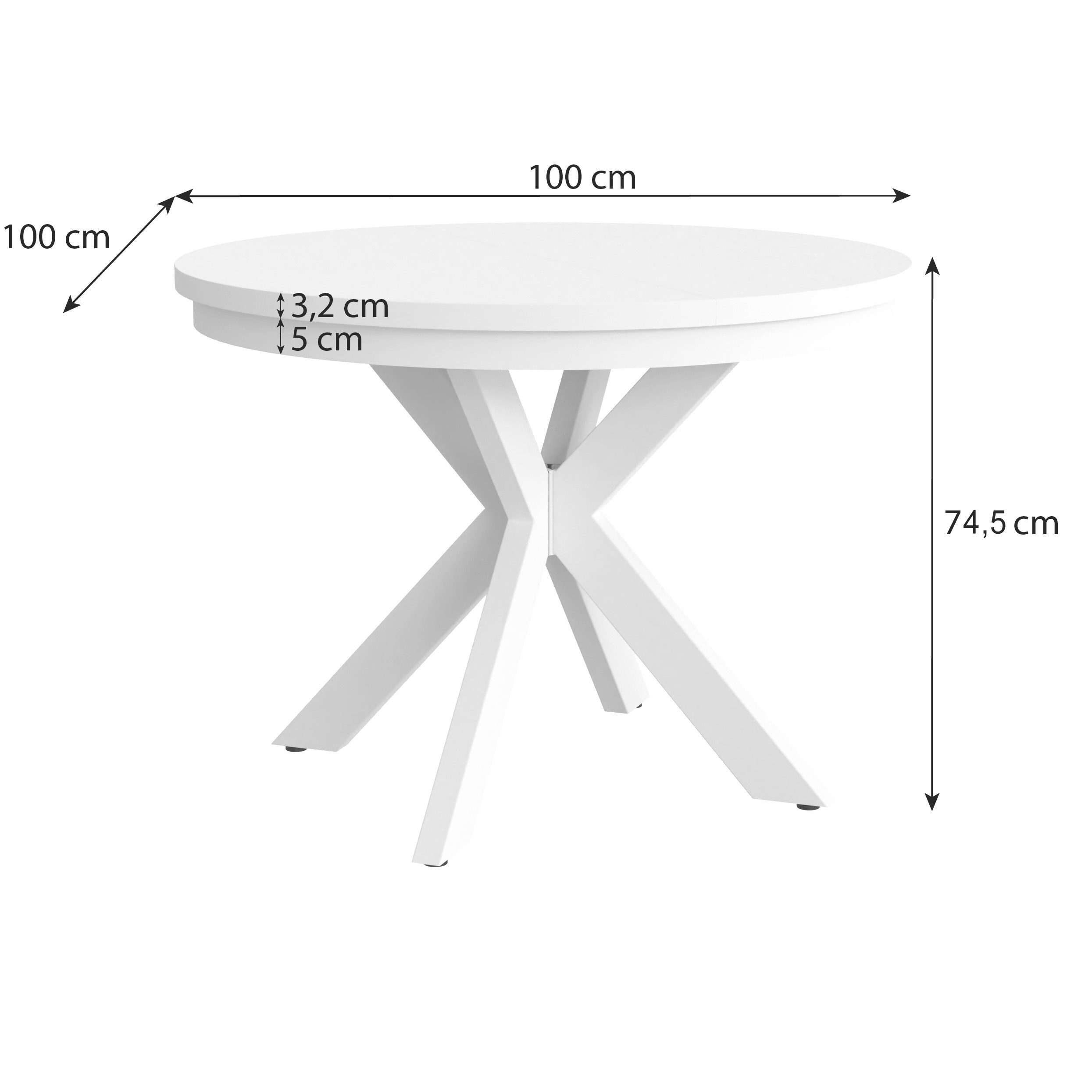 Beautysofa Esstisch Bilbao im Loft-Stil, ausziehbar Ø 100–180 cm (hitze- und verfärbungsbeständig, Metallbeinen), verschiedene Farben – Bild 4 von 5