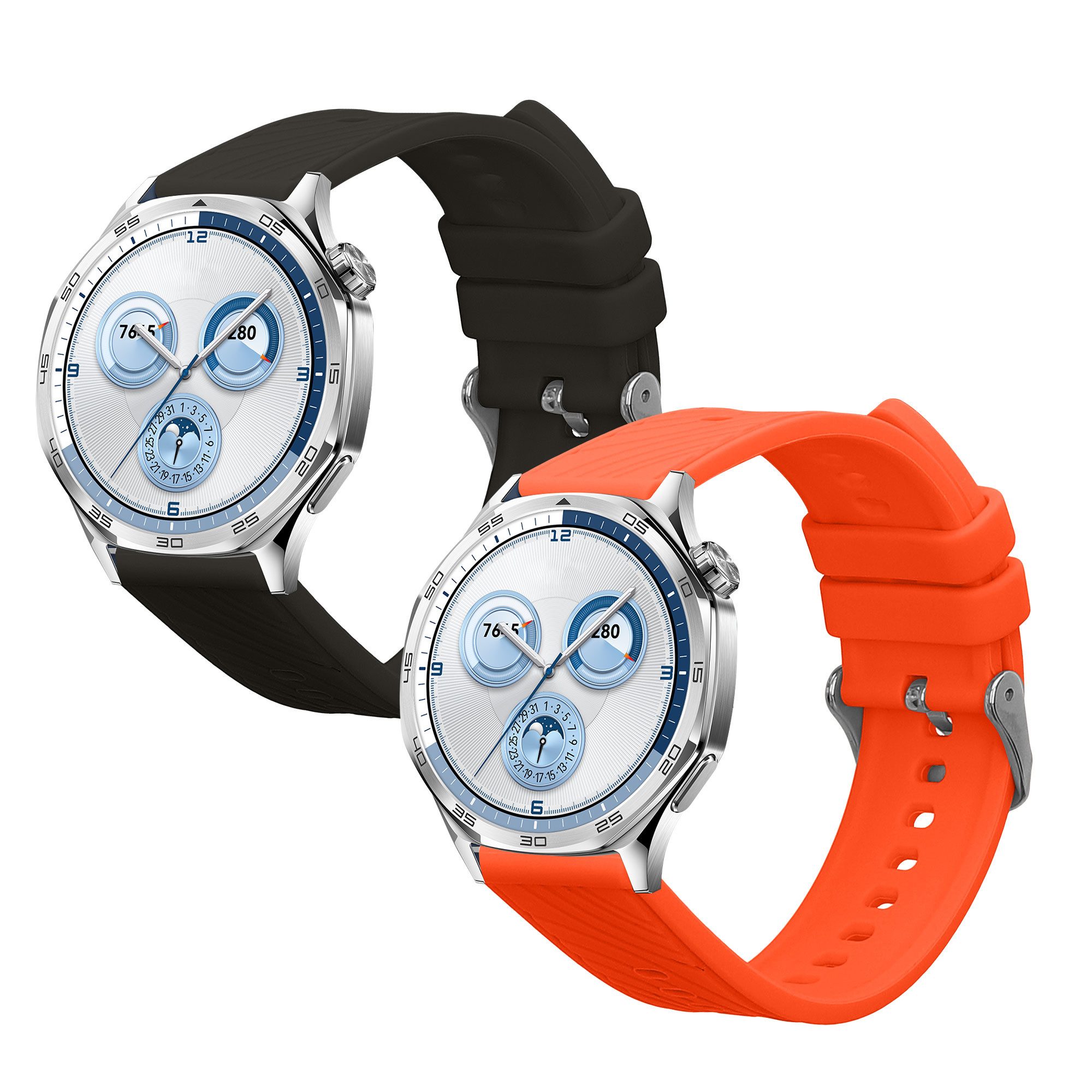 kwmobile 2x Uhrenarmband für Huawei Watch GT5 46mm / GT5 Pro 46mm Armband Smartwatch, 2-tlg., Fitnesstracker Band Set aus TPU Silikon - Ersatzarmband Smartwatch
