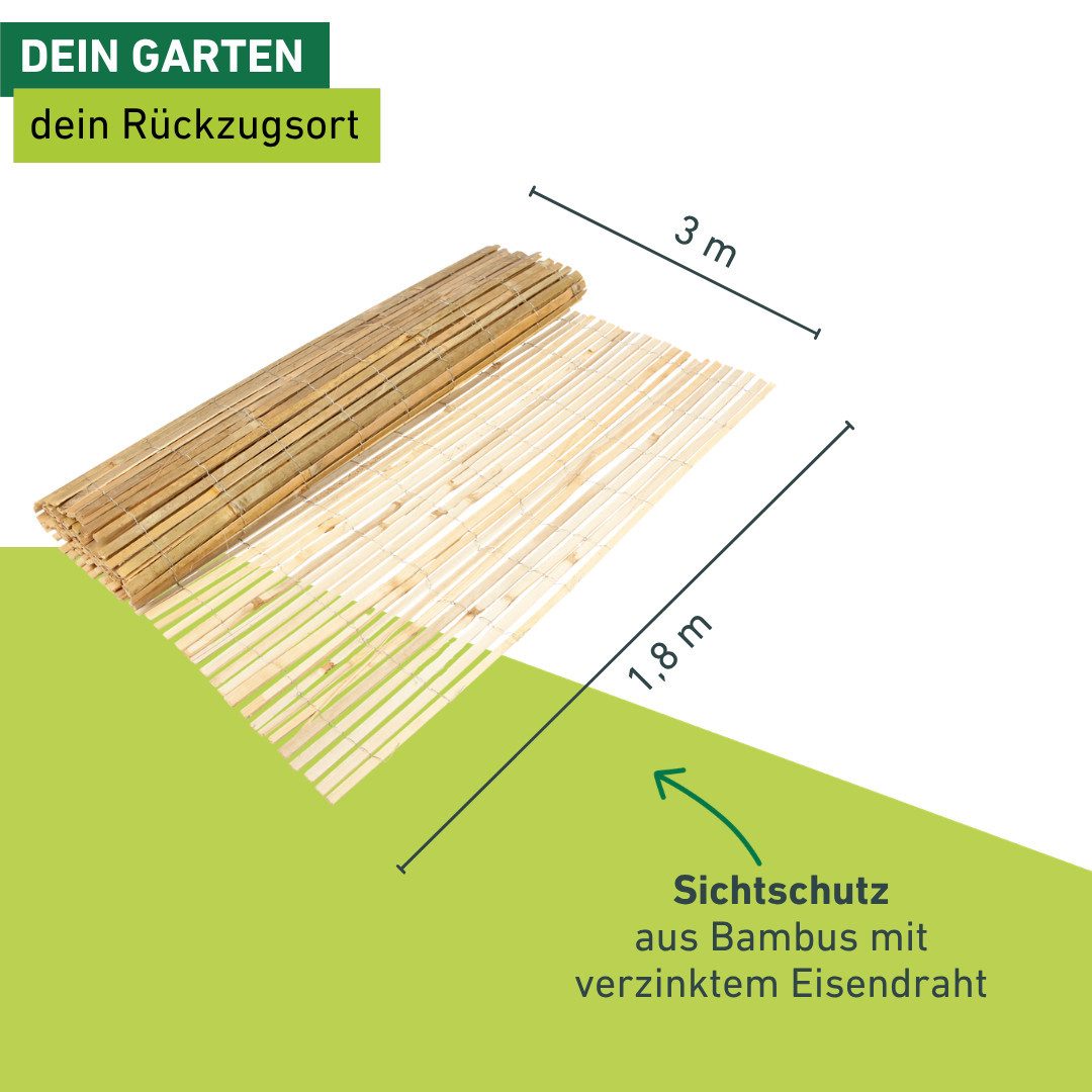 Windhager Sichtschutzzaunmatten Mitake für Garten, Balkon und Terrasse, 180 x 300 cm, Sichtschutzzaun aus Bambus, Blickschutz – Bild 4 von 5